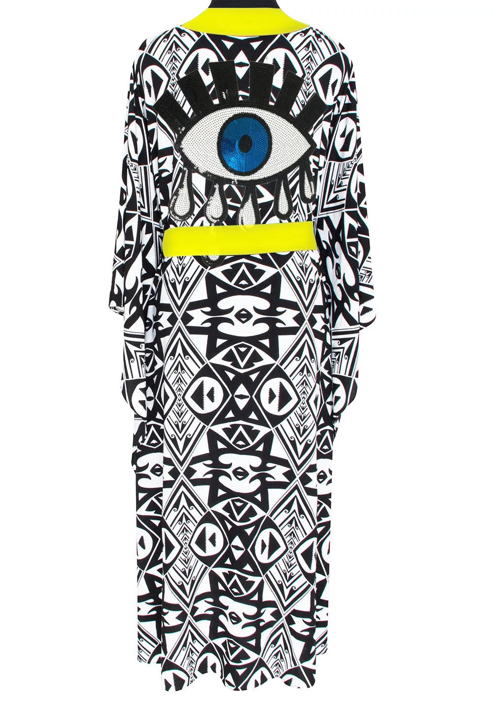 Tulum – Tribal Kimono Evil Eye (Neon Yellow)