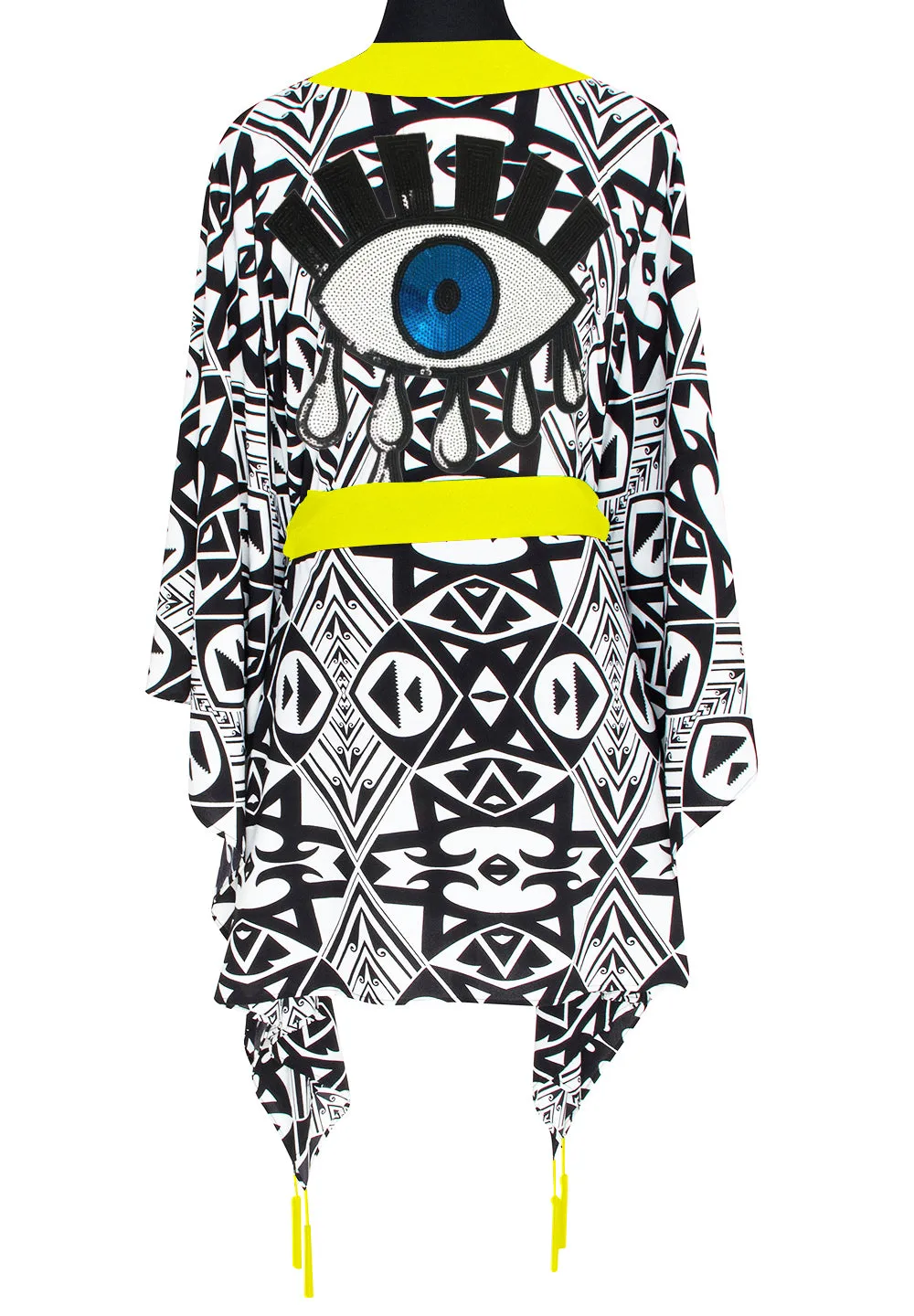 Tulum – Tribal Kimono Evil Eye (Neon Yellow)