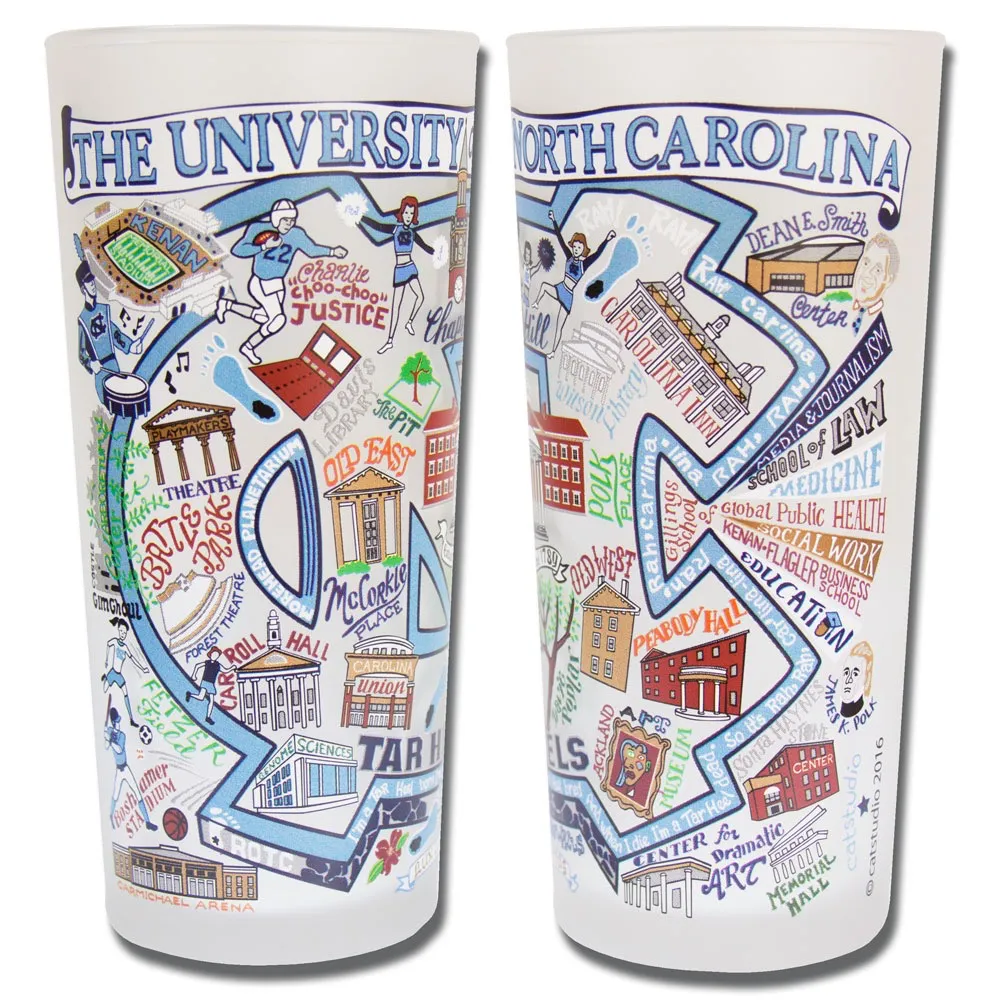 UNIVERSITY OF NORTH CAROLINA (CHAPEL HILL) GLASS BY CATSTUDIO