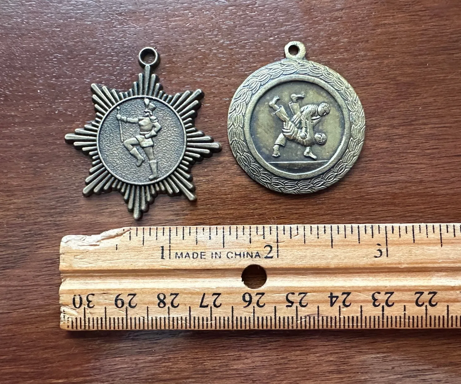Vintage Bronze Brass Tone Award Medals Band Majorette Wrestling Fob