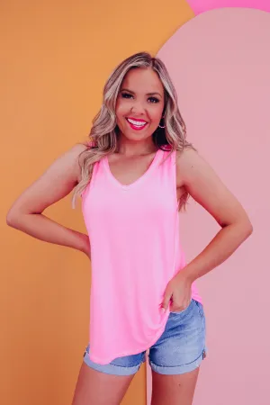 Vintage Vibe V-Neck Tank - Mineral Wash Pink