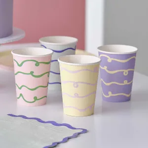 Wavy Pastel Party Cups x 8
