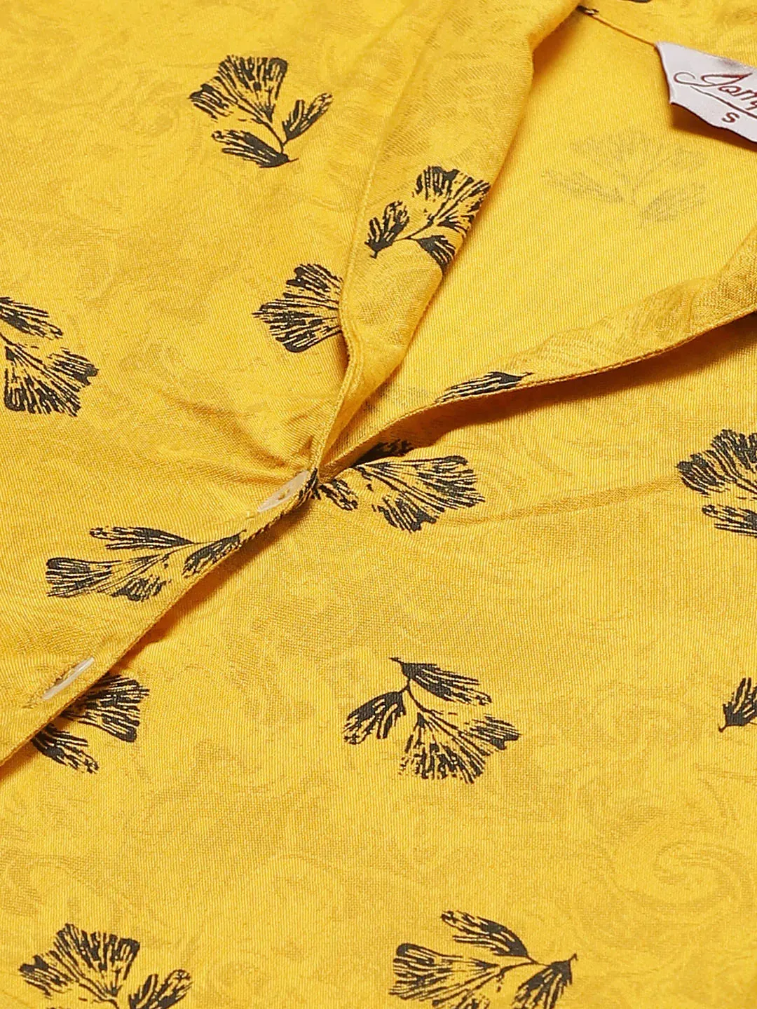 Women Yellow & Black Floral Printed A-Line Kurta